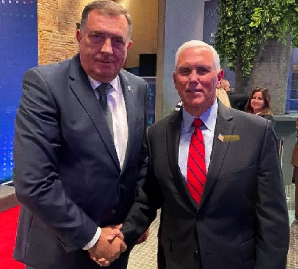 Post Conflict Republika Srpska leader Milorad Dodik with former US Vice President Mike Pence